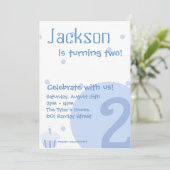 Blue Bubble Invitation, 2e verjaardag Kaart (Staand voorkant)