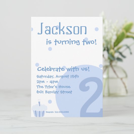 Blue Bubble Invitation, 2e verjaardag Kaart (Staand voorkant)