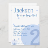 Blue Bubble Invitation, 2e verjaardag Kaart (Voorkant / Achterkant)