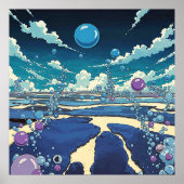 Blue Bubble Landscape Square Poster Wall Art (Voorkant)