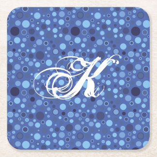 Blue Bubble Stippen Monogram Onderzetter
