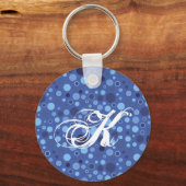 Blue Bubble Stippen Monogram Sleutelhanger (Voorkant)