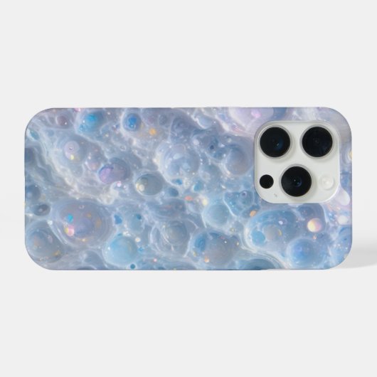 Blue Bubble Texture iPhone 15 Pro Case – Aesthetic iPhone Hoesje (Achterkant horizontaal)