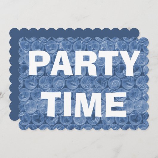 Blue Bubble Wrap verjaardagsfeestje uitnodiging (Voorkant / Achterkant)