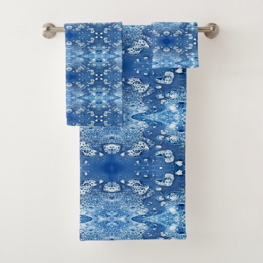 Blue Bubbles Abstract Patroon Badhanddoeken Bad Handdoek (Insitu)