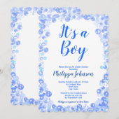 Blue Bubbles Baby shower Uitnodiging (Voorkant / Achterkant)