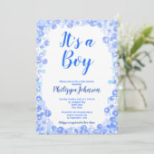 Blue Bubbles Baby shower Uitnodiging (Staand voorkant)