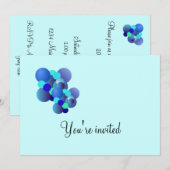 Blue Bubbles Birthday Party Invitation Kaart (Voorkant / Achterkant)