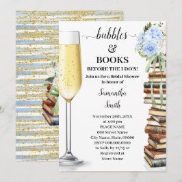 Blue Bubbles & Books Before I do Bridal Shower Kaart