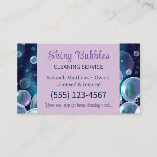 Blue Bubbles Design House Cleaning Service Square Visitekaartje (Voorkant)