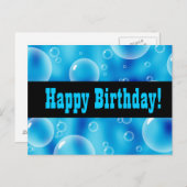Blue Bubbles Happy Birthday Briefkaart (Voorkant / Achterkant)