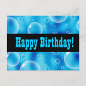 Blue Bubbles Happy Birthday Briefkaart (Voorkant)