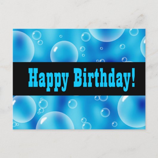 Blue Bubbles Happy Birthday Briefkaart (Voorkant)