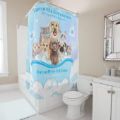 Blue Bubbles Honden Katten Spa Badkuip Blauw Huisd Douchegordijn (In situ)