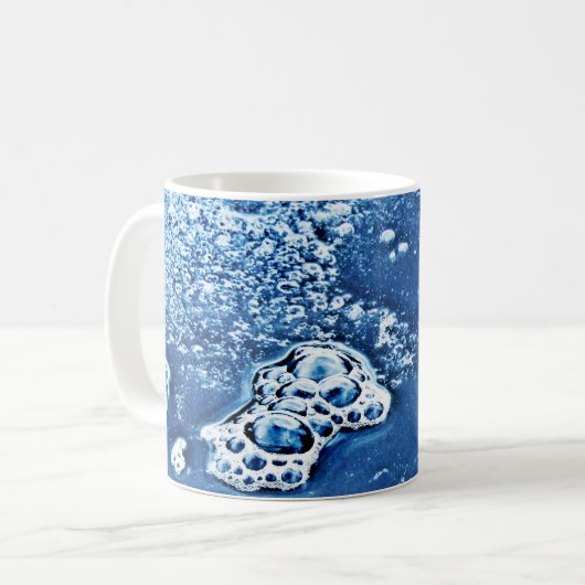 Blue Bubbles Ice en Water Abstracte Mok (Voorkant links)