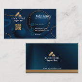 Blue Bubbles QR Code Visitekaartjes 26 Verpakking  (Voorkant / Achterkant)