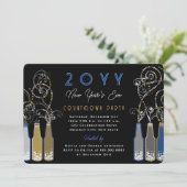 Blue Bubbly Bottles Wervelt Oudejaarsfeest Kaart (Staand voorkant)