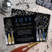 Blue Bubbly Bottles Wervelt Oudejaarsfeest Kaart