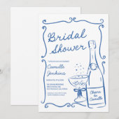 Blue Bubbly Vrijgezellenfeest Champagne Brunch Uit Kaart (Voorkant / Achterkant)