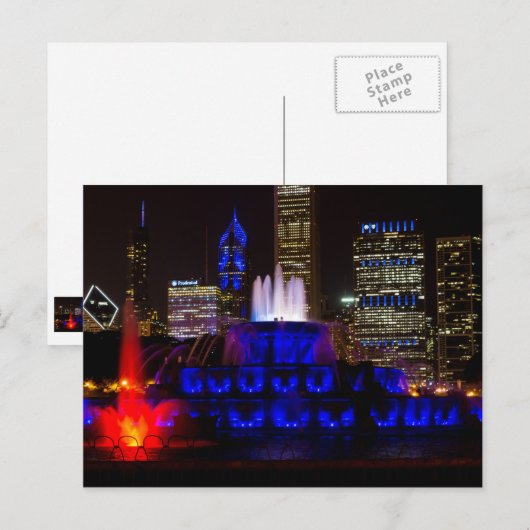 Blue Buckingham Fountain Briefkaart (Voorkant / Achterkant)