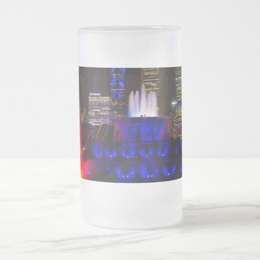 Blue Buckingham Fountain Frosted Glass Mok (Center)