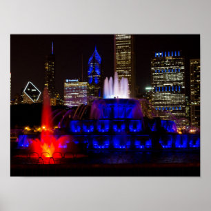 Blue Buckingham Fountain Poster