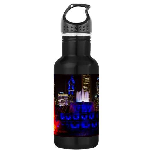 Blue Buckingham Fountain Stainless Steel Water Bot Waterfles (Voorkant)