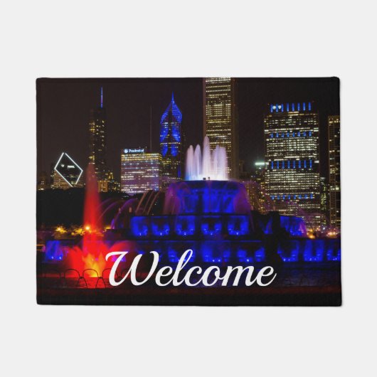 Blue Buckingham Fountain Welcome Doormat Deurmat (Voorkant)