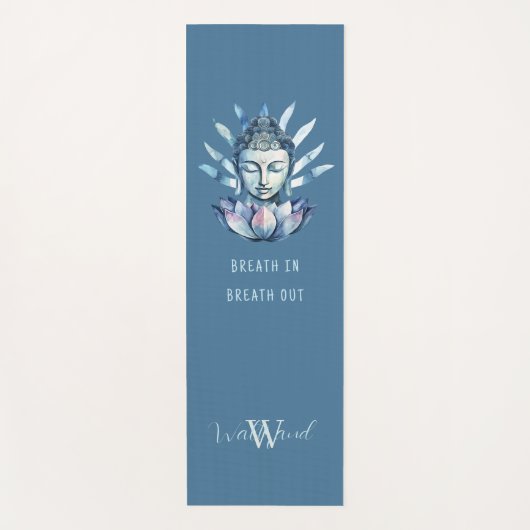 Blue Buddha Head With Lotus Personalized Yogamat (Voorkant)