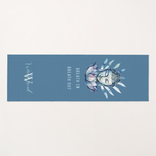Blue Buddha Head With Lotus Personalized Yogamat (Voorkant (horizontaal))