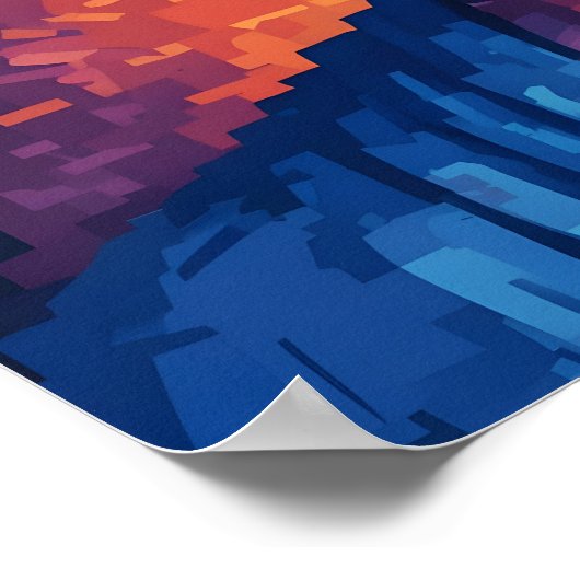 Blue Buddha Modern Abstract Pixel Art Poster (Hoek)