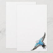 Blue Budgerigar Paraket Stationery Briefpapier (Voorkant / Achterkant)
