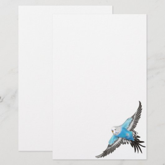Blue Budgerigar Paraket Stationery Briefpapier (Voorkant / Achterkant)