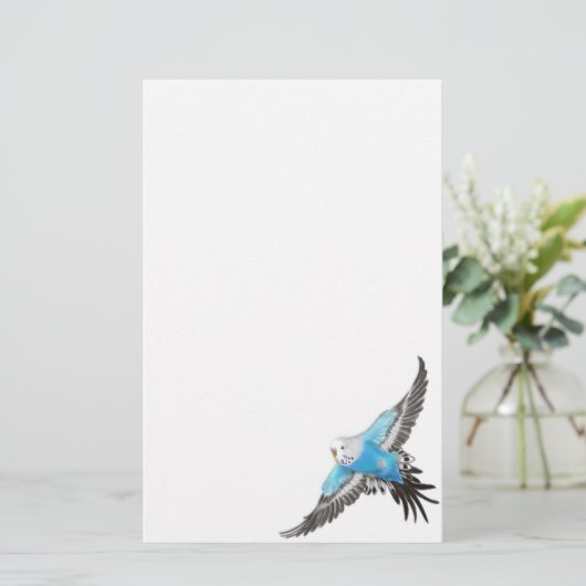 Blue Budgerigar Paraket Stationery Briefpapier (Staand voorkant)