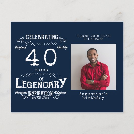 Blue Budget 40th Birthday Invitation Flyer (Voorkant)