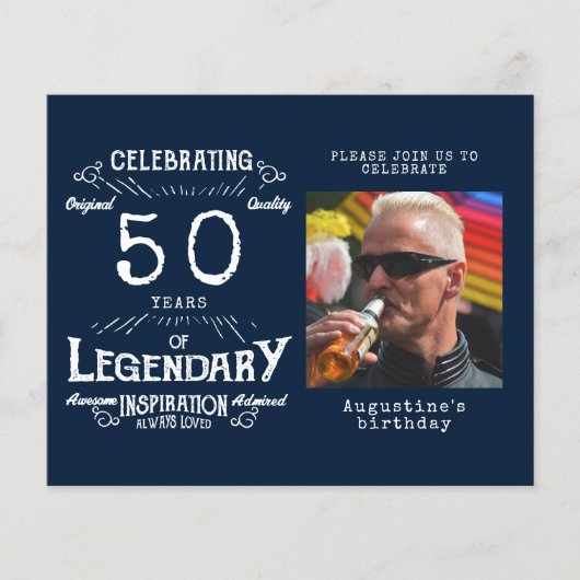 Blue Budget 50th Birthday Invitation Flyer (Voorkant)