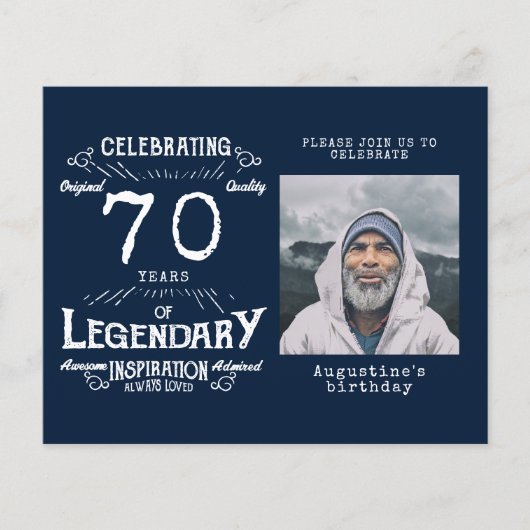 Blue Budget 70th Birthday Invitation Flyer (Voorkant)