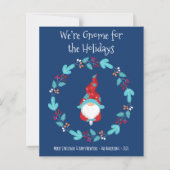 Blue Budget Gnome voor Feestdagen Elf Krans Kaart (Voorkant)