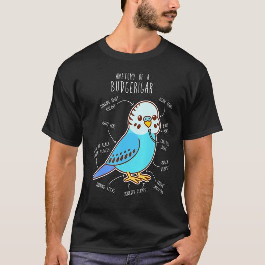 Blue Budgie Anatomy Classic T-shirt (Voorkant)