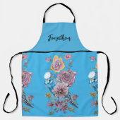 Blue Budgie Art Waterverf Birds Apron Schort (Voorkant)