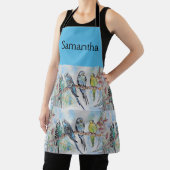 Blue Budgie Art Waterverf Birds Apron Schort (Insitu)