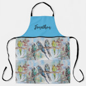 Blue Budgie Art Waterverf Birds Apron Schort (Voorkant)