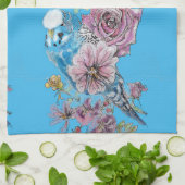 Blue Budgie Art Waterverf Birds Apron Theedoek (Gevouwen)