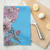 Blue Budgie Art Waterverf Birds Apron Theedoek (Quarter Fold)