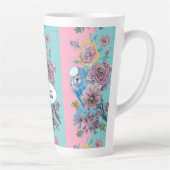Blue Budgie Bird Rose Floral Pink Aqua Mothers Day Latte Mok (Rechts)
