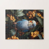 Blue Budgie Budgerigar Gele Bloemen Legpuzzel (Horizontaal)