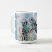 Blue Budgie Budgies Parrots Husbands Mens Name Koffiemok (Voorkant links)