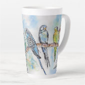 Blue Budgie Budgies Parrots Husbands Mens Name Latte Mok (Rechterhoek)