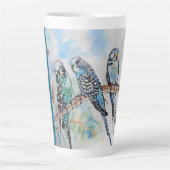 Blue Budgie Budgies Parrots Husbands Mens Name Latte Mok (Voorkant)