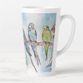 Blue Budgie Budgies Parrots Husbands Mens Name Latte Mok (Rechts)
